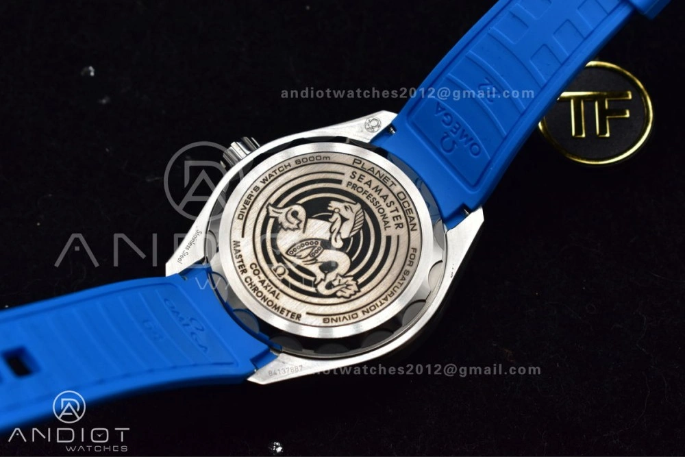 GoodFit Seamaster 6000M Ultra Deep SS TF 1:1 Best Edition White Dial Blue Ceramic Bezel on Black Rubber Strap A 1078
