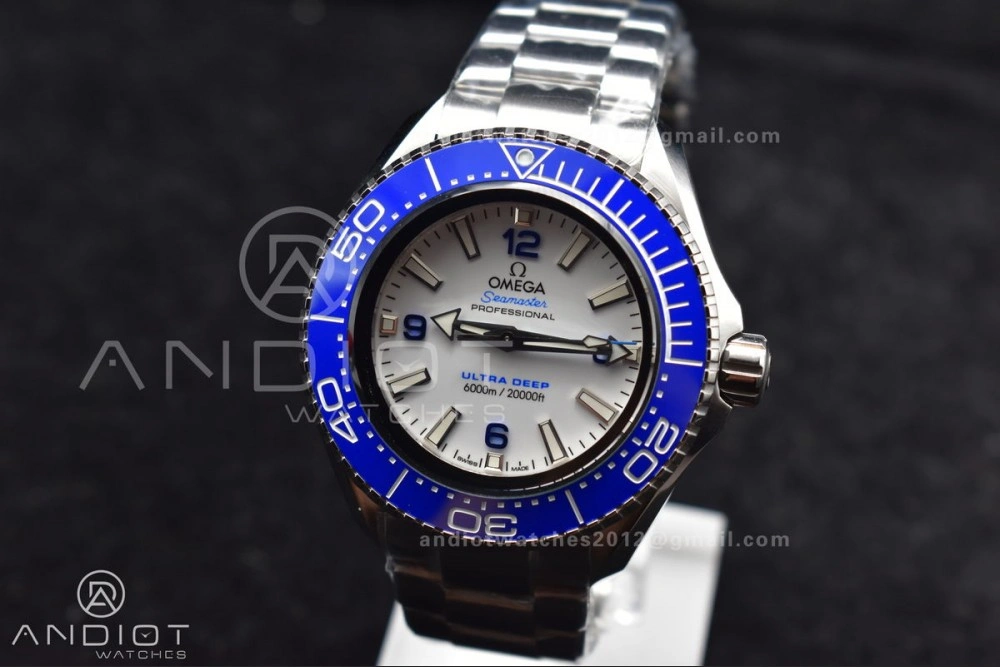 Seamaster 6000M Ultra Deep SS TF 1:1 Best Edition White Dial Blue Ceramic Bezel on SS Bracelet A Durable 70