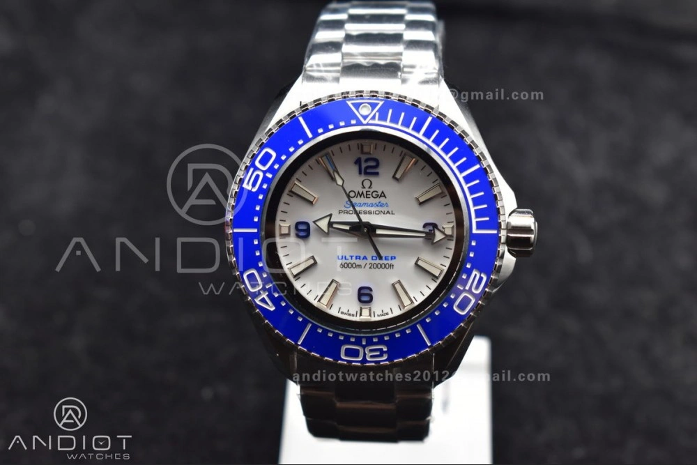 Seamaster 6000M Ultra Deep SS TF 1:1 Best Edition White Dial Blue Ceramic Bezel on SS Bracelet A Durable 70