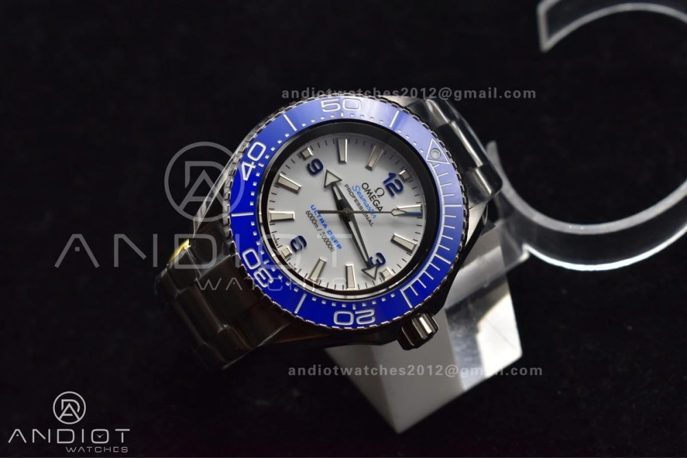 Seamaster 6000M Ultra Deep SS TF 1:1 Best Edition White Dial Blue Ceramic Bezel on SS Bracelet A Durable 70
