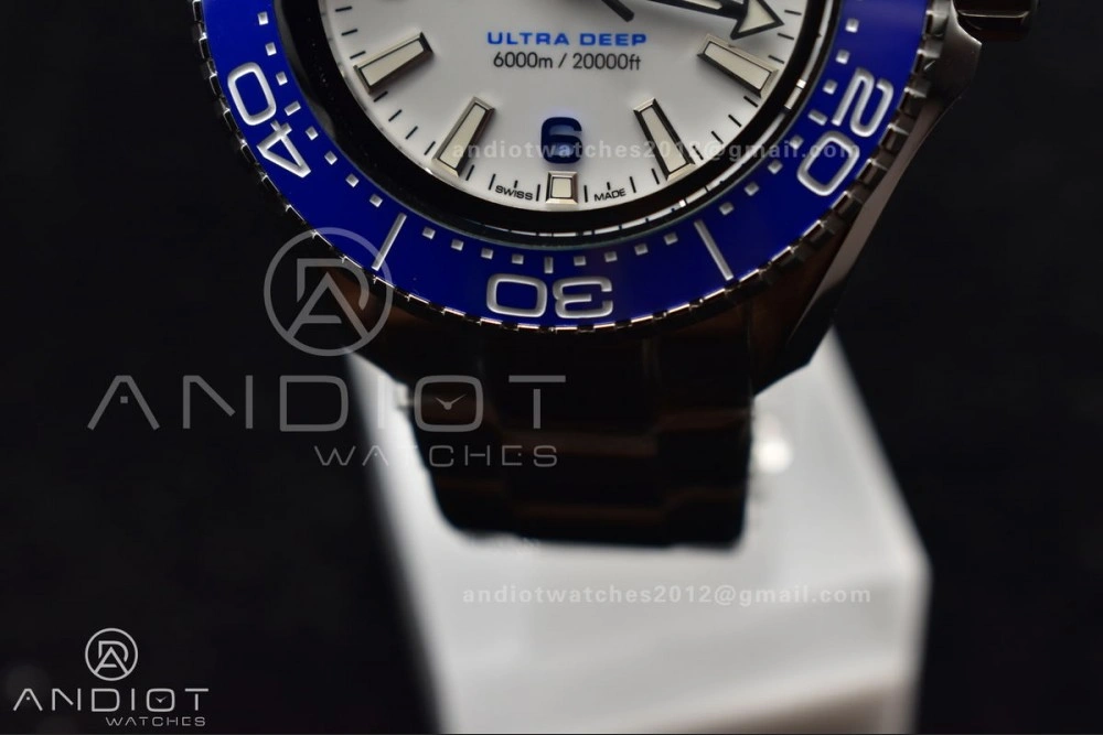 Seamaster 6000M Ultra Deep SS TF 1:1 Best Edition White Dial Blue Ceramic Bezel on SS Bracelet A Durable 70