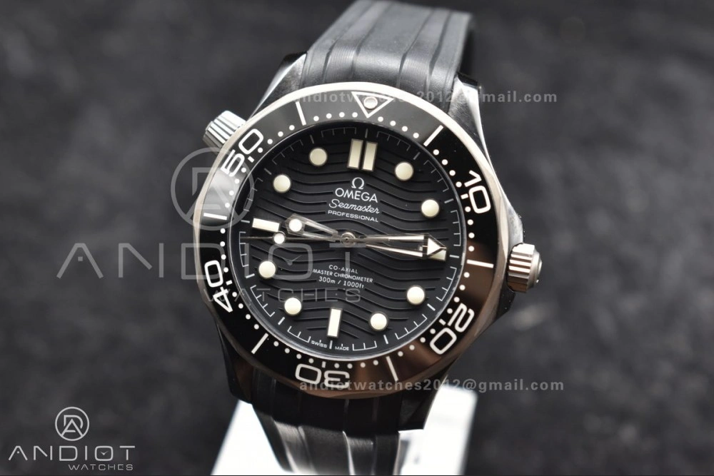FreshLook Seamaster Diver 300M PVD VSF Best Edition Black Dial on Black Rubber Strap A 1081