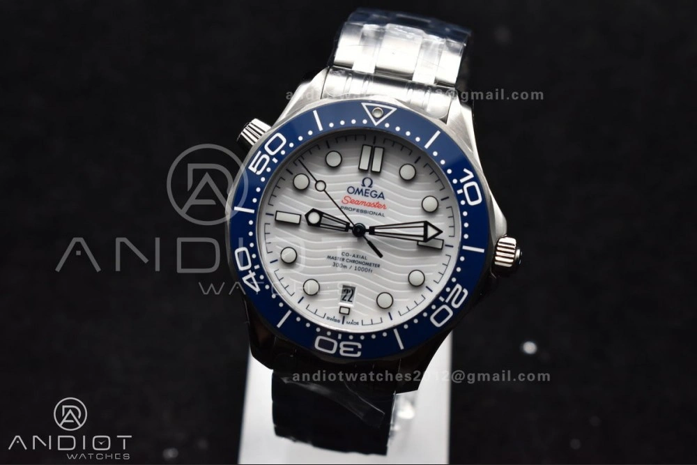 Casual Seamaster Diver 300M SS Blue Ceramic Bezel VSF 1:1 Best Edition White Dial on SS Bracelet A 74