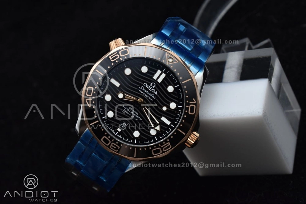 Trendsetting Seamaster Diver 300M SS RG VSF 1:1 Best Edition Black Ceramic Black Dial on SS Bracelet A 85