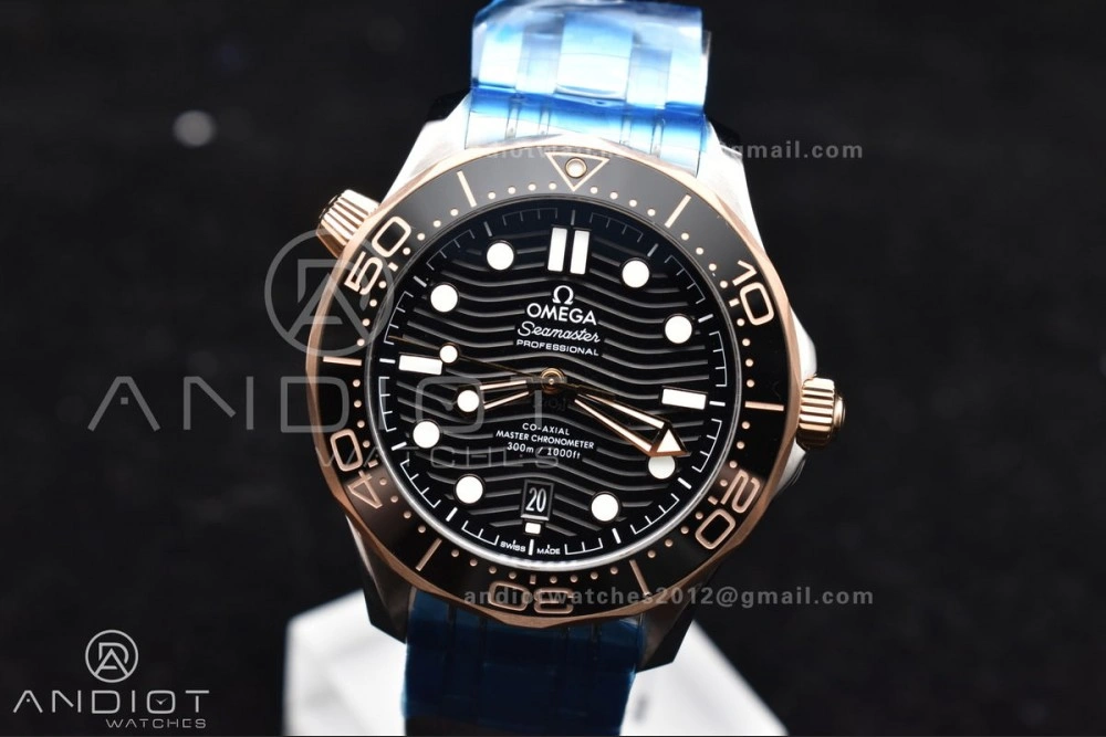 Trendsetting Seamaster Diver 300M SS RG VSF 1:1 Best Edition Black Ceramic Black Dial on SS Bracelet A 85