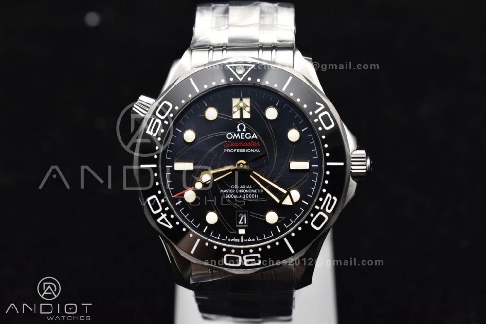 Seamaster Diver 300M VSF 1:1 Best Edition James Bond 007 Black Ceramic Black Dial On SS Bracelet A Sleek 1094