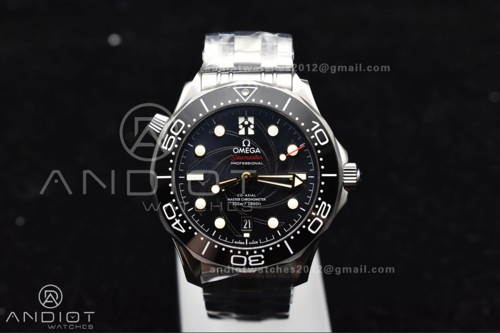 Seamaster Diver 300M VSF 1:1 Best Edition James Bond 007 Black Ceramic Black Dial On SS Bracelet A Sleek 1094