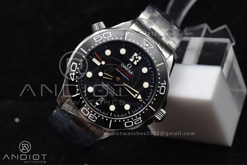 Seamaster Diver 300M VSF 1:1 Best Edition James Bond 007 Black Ceramic Black Dial On SS Bracelet A Sleek 1094