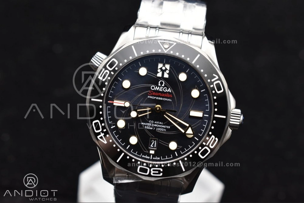 Seamaster Diver 300M VSF 1:1 Best Edition James Bond 007 Black Ceramic Black Dial On SS Bracelet A Sleek 1094