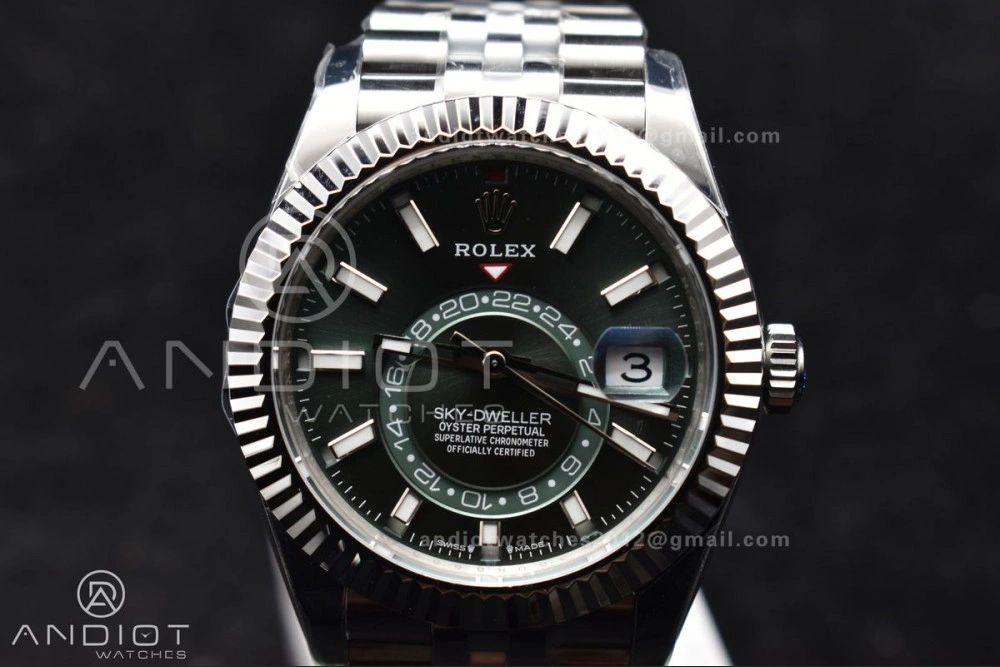 Sky-Dweller 326934 904L SS ZF 1:1 Best Edition Green Dial on SS Jubilee Bracelet A Durable 1088