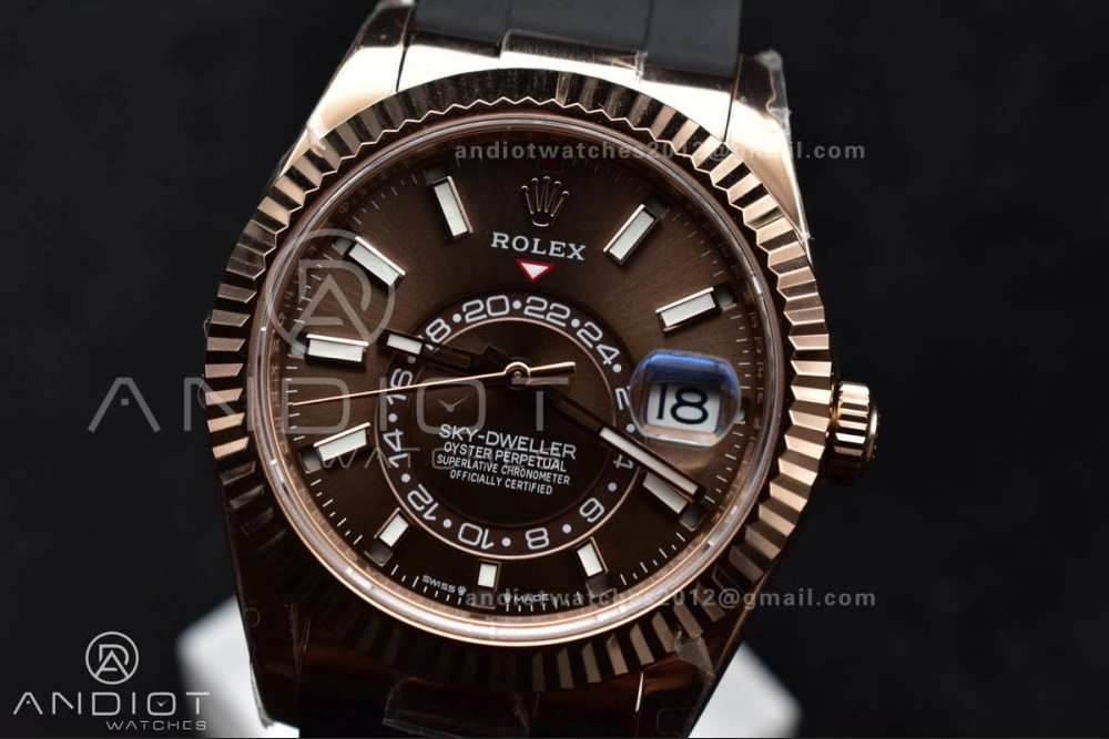 Sky-Dweller 336235 RG ZF 1:1 Best Edition Brown Dial on Oyster-flex Strap A23J (Gain Weight) Refined 1093