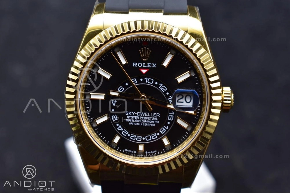 Sky-Dweller 336238 YG ZF 1:1 Best Edition Black Dial on Oysterflex Strap A23J (Gain Weight) GoodFit 1098