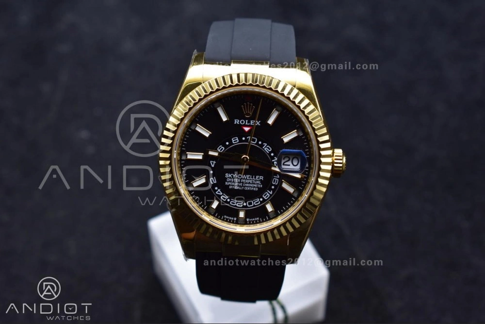 Sky-Dweller 336238 YG ZF 1:1 Best Edition Black Dial on Oysterflex Strap A23J (Gain Weight) GoodFit 1098
