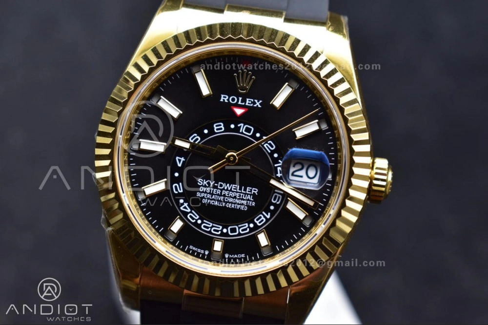 Sky-Dweller 336238 YG ZF 1:1 Best Edition Black Dial on Oysterflex Strap A23J (Gain Weight) GoodFit 1098