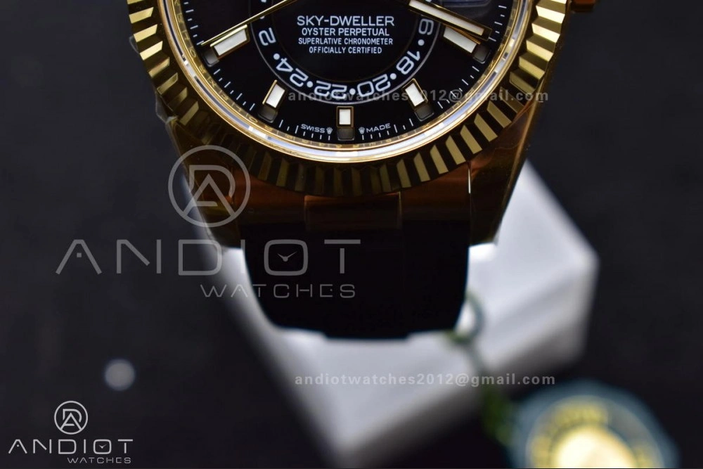 Sky-Dweller 336238 YG ZF 1:1 Best Edition Black Dial on Oysterflex Strap A23J (Gain Weight) GoodFit 1098