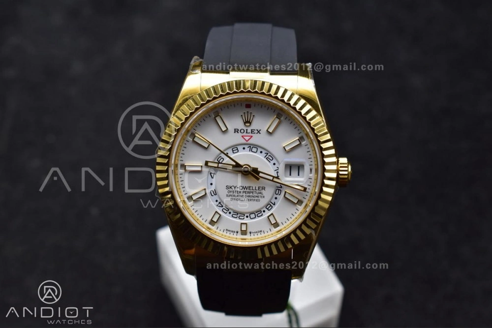 Comfortable Sky-Dweller 336238 YG ZF 1:1 Best Edition White Dial on Oysterflex Strap A23J (Gain Weight) 1100