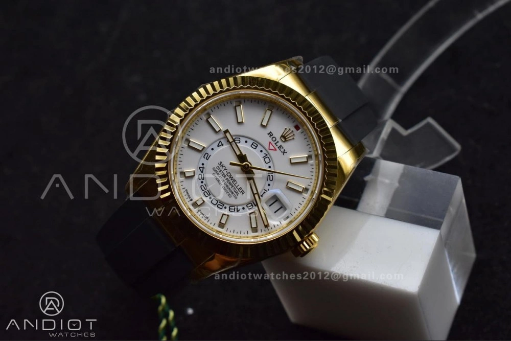 Comfortable Sky-Dweller 336238 YG ZF 1:1 Best Edition White Dial on Oysterflex Strap A23J (Gain Weight) 1100