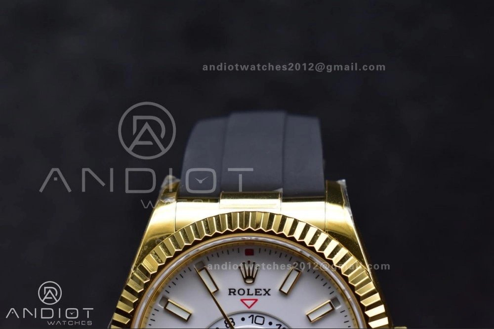 Comfortable Sky-Dweller 336238 YG ZF 1:1 Best Edition White Dial on Oysterflex Strap A23J (Gain Weight) 1100
