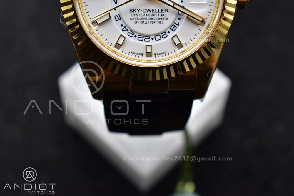 Comfortable Sky-Dweller 336238 YG ZF 1:1 Best Edition White Dial on Oysterflex Strap A23J (Gain Weight) 1100