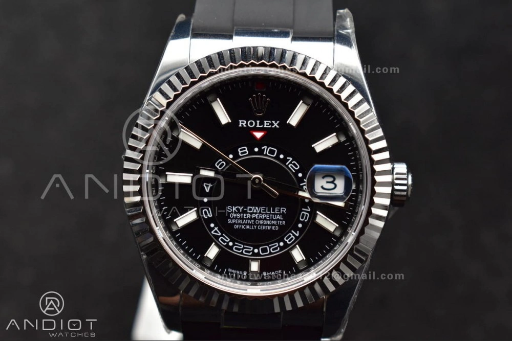 Stylish Sky-Dweller 336239 SS ZF 1:1 Best Edition Black Dial on Oysterflex Strap A23J (Gain Weight) 1106