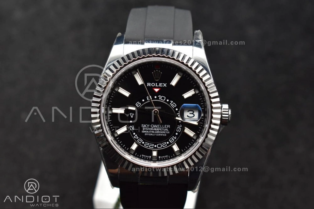 Stylish Sky-Dweller 336239 SS ZF 1:1 Best Edition Black Dial on Oysterflex Strap A23J (Gain Weight) 1106