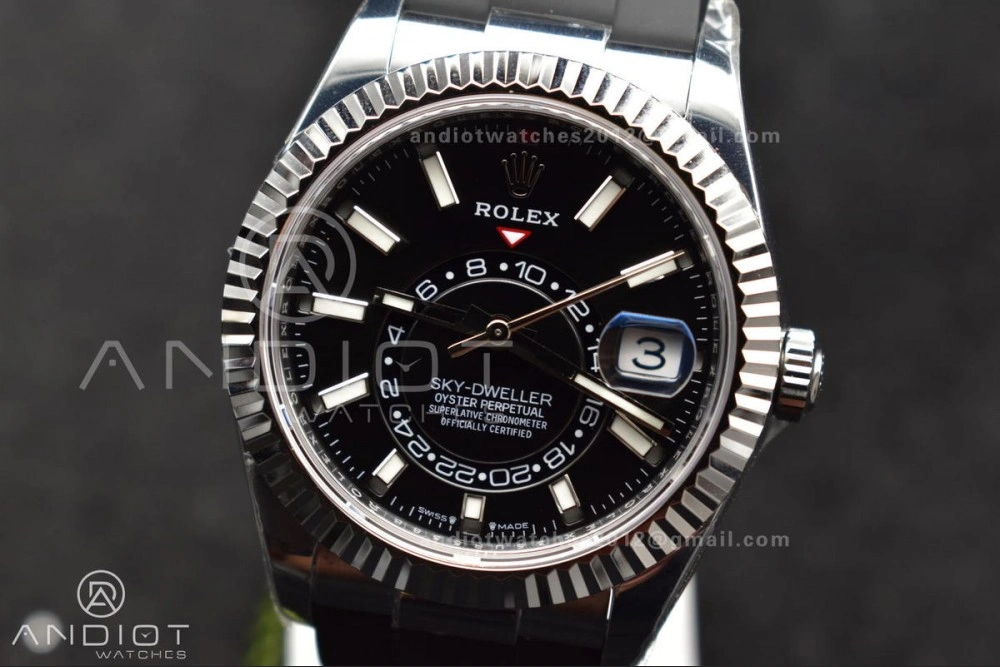 Stylish Sky-Dweller 336239 SS ZF 1:1 Best Edition Black Dial on Oysterflex Strap A23J (Gain Weight) 1106
