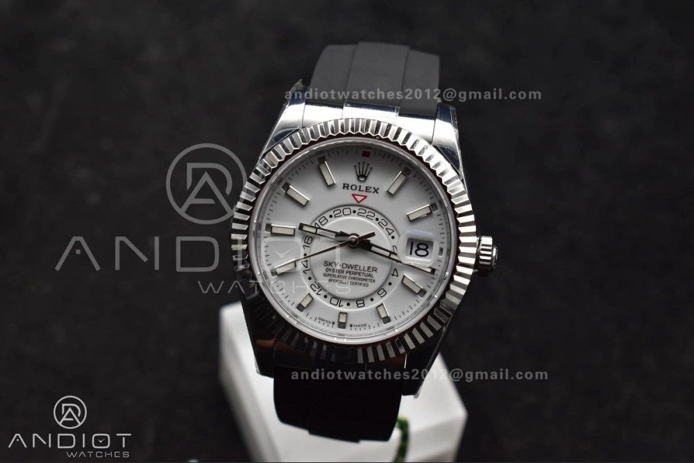 Sky-Dweller 336239 SS ZF 1:1 Best Edition White Dial on Oysterflex Strap A23J (Gain Weight) MoistureWicking 1102
