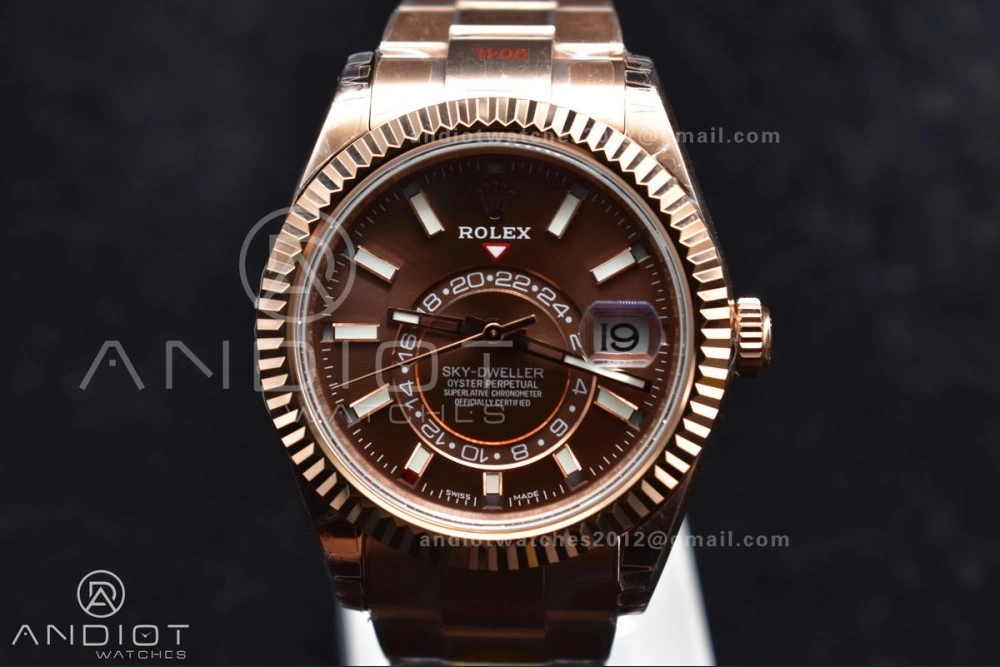 Sporty Skydweller RG Noob Best Edition Brown Dial on RG Bracelet A23J 1103