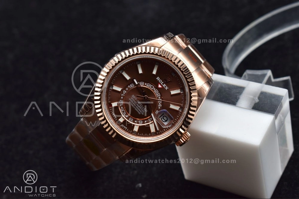 Sporty Skydweller RG Noob Best Edition Brown Dial on RG Bracelet A23J 1103