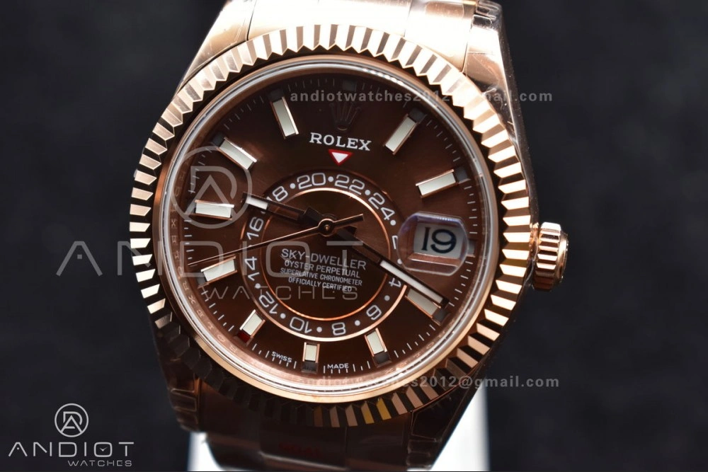 Sporty Skydweller RG Noob Best Edition Brown Dial on RG Bracelet A23J 1103