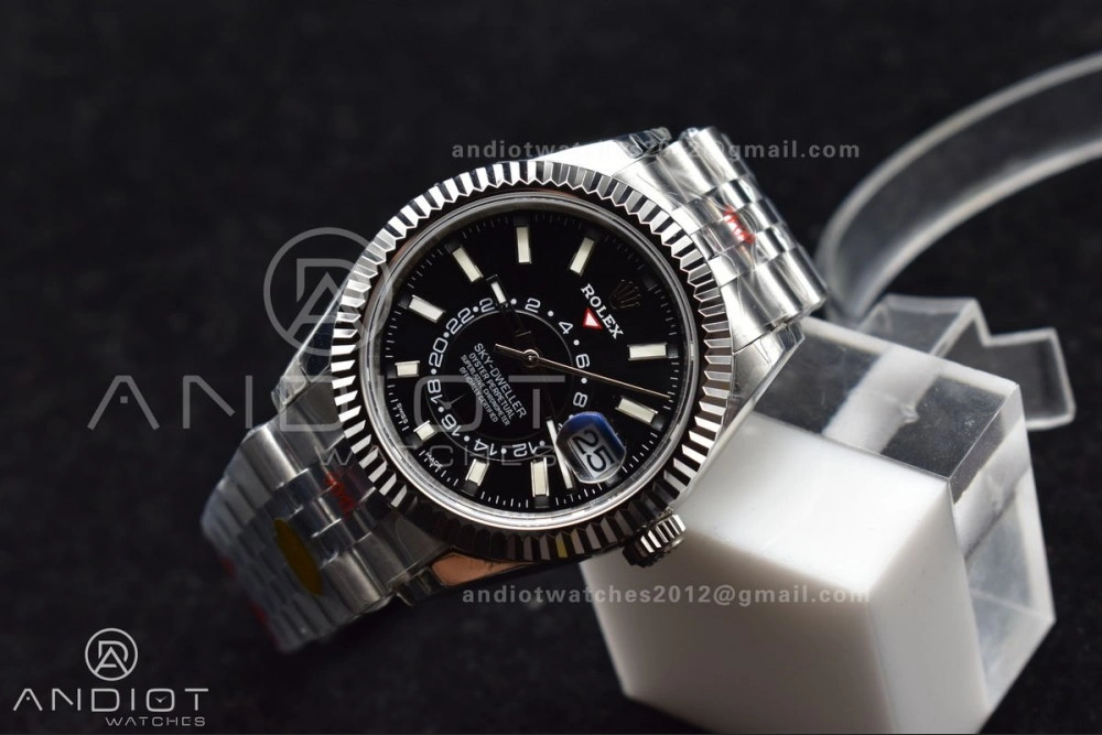 Durable Skydweller SS Noob Best Edition Black Dial on SS Jubilee Bracelet A23J 1107