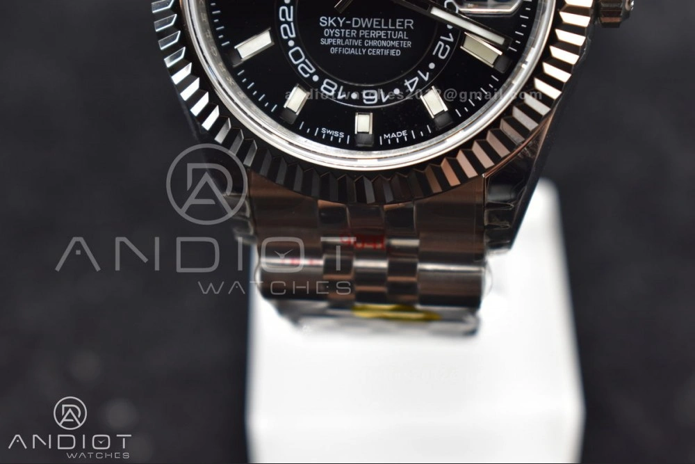 Durable Skydweller SS Noob Best Edition Black Dial on SS Jubilee Bracelet A23J 1107