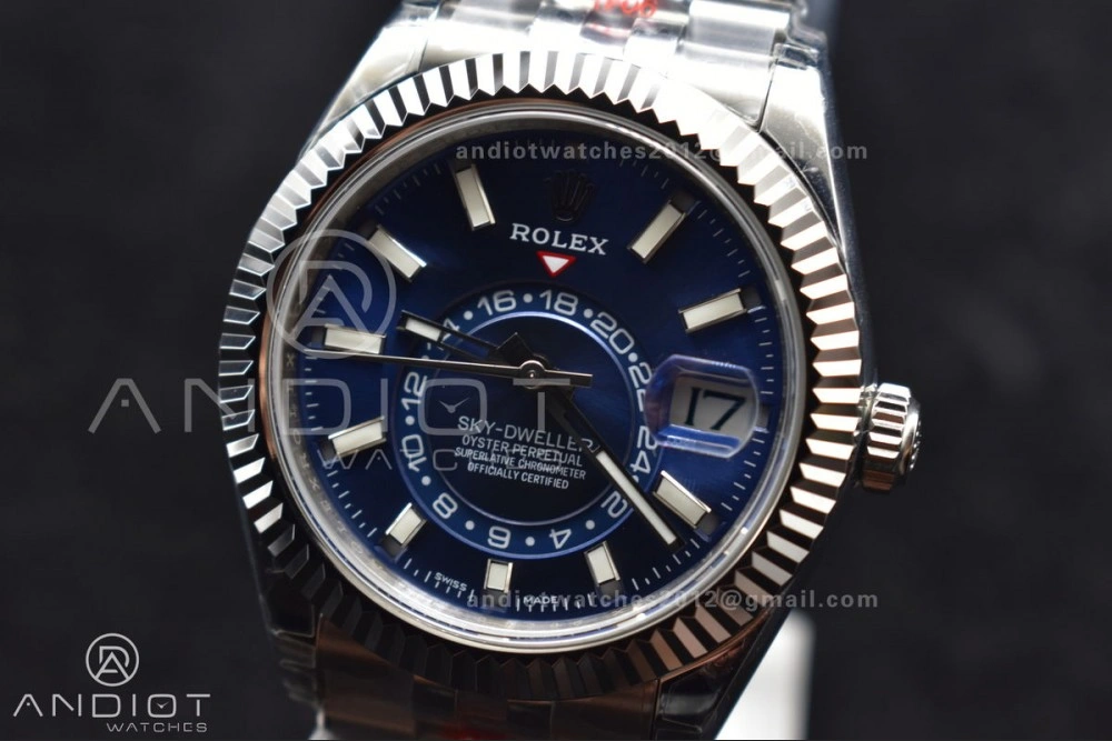 Tailored Skydweller SS Noob Best Edition Blue Dial on SS Jubilee Bracelet A23J 1111