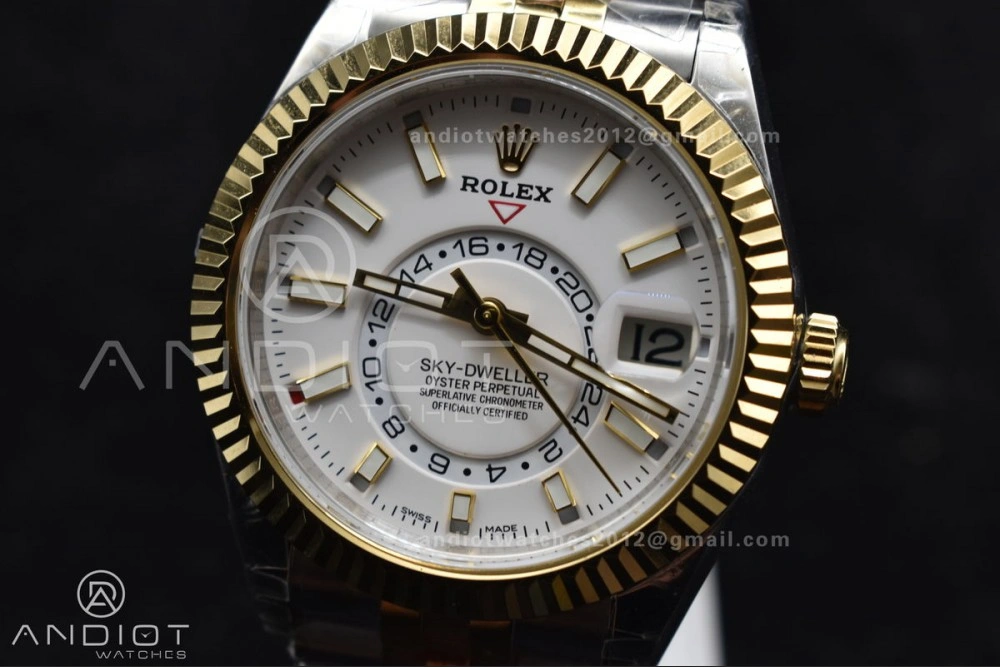 ComfortFit Skydweller SS YG Noob Best Edition White Dial On SS YG Bracelet A23J 1113
