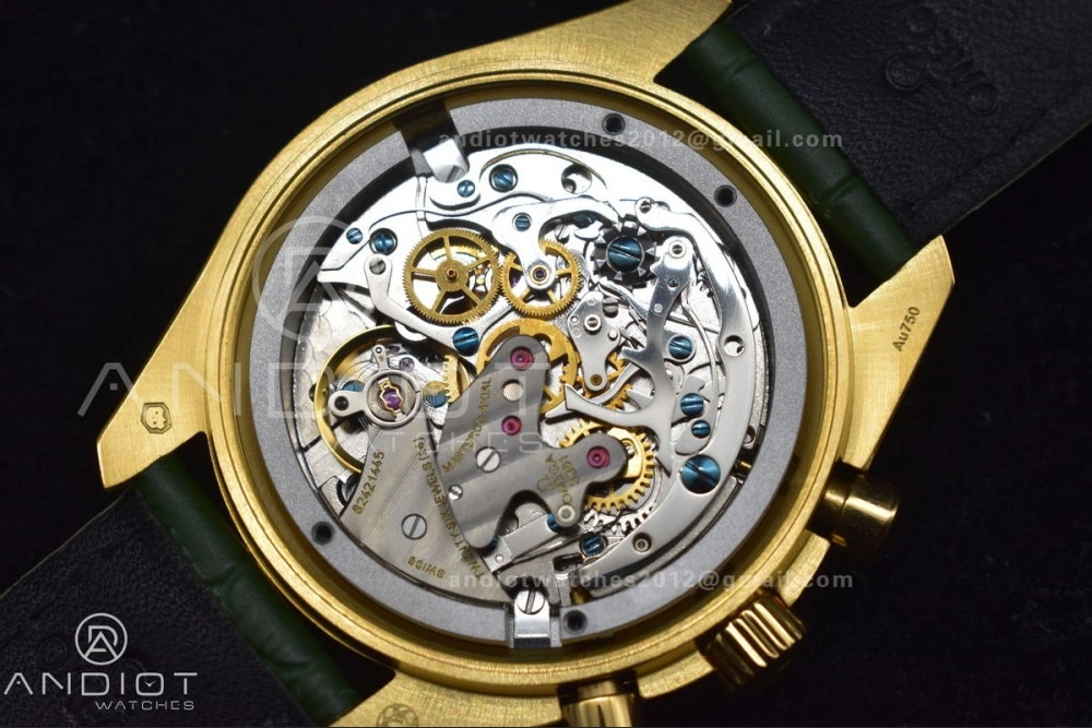 Speedmaster Moonwatch in Moonshine Gold YG RMF Best Edition Green Dial on Green Leather Strap Manual Chrono SmoothTexture 460