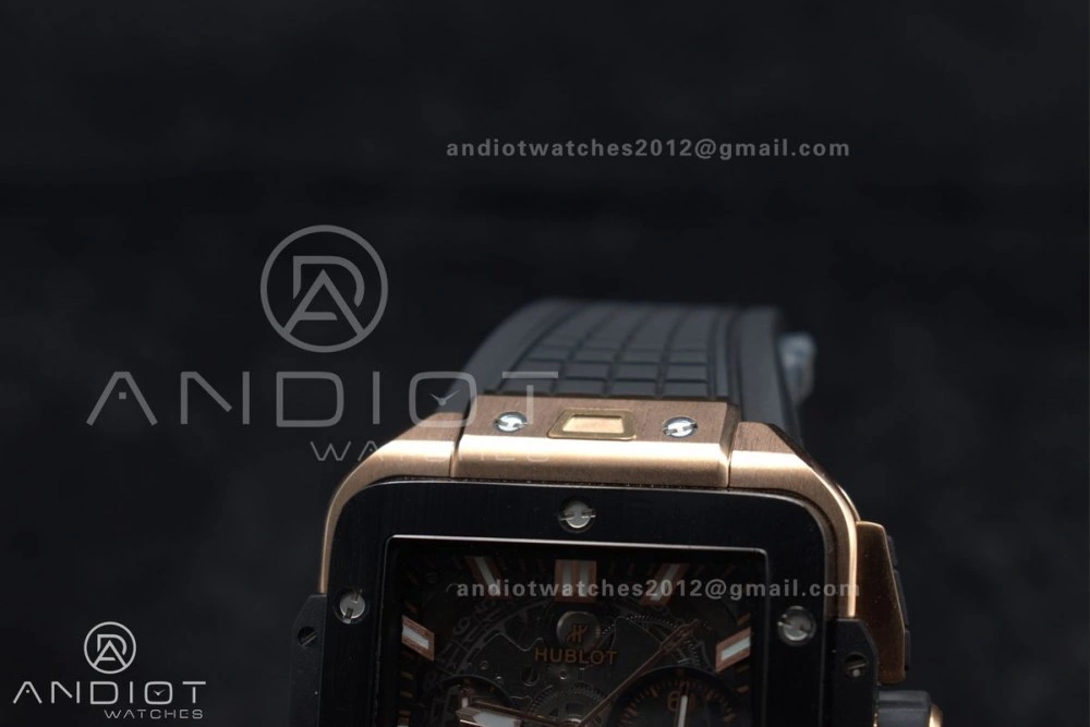 Square Bang Unico 42mm RG BBF 1:1 Best Edition Skeleton Dial Ceramic Bezel on Black Rubber Strap A Thermal 270