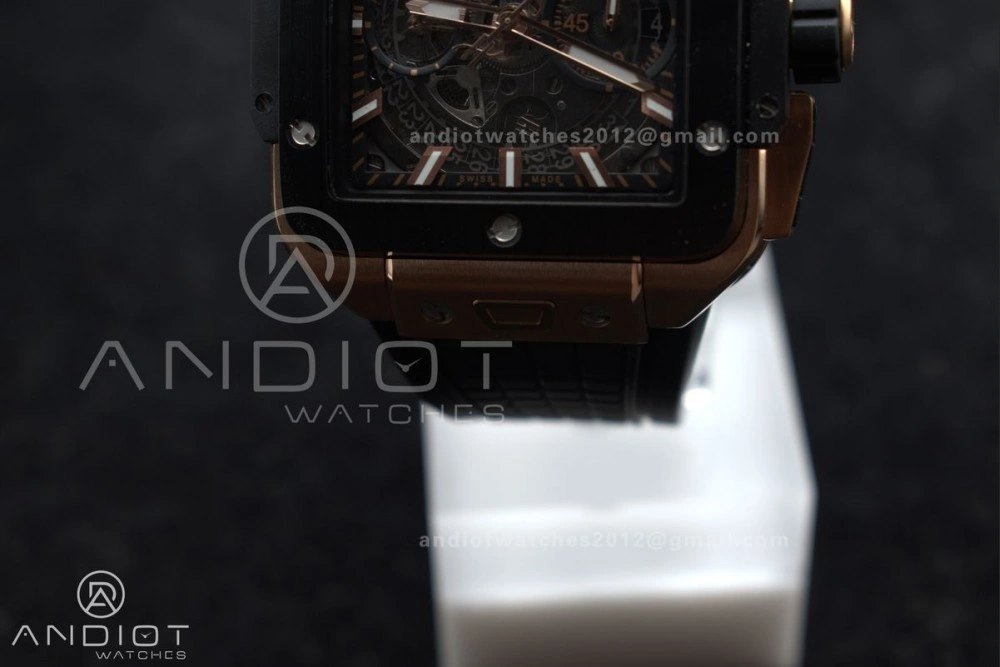Square Bang Unico 42mm RG BBF 1:1 Best Edition Skeleton Dial Ceramic Bezel on Black Rubber Strap A Thermal 270