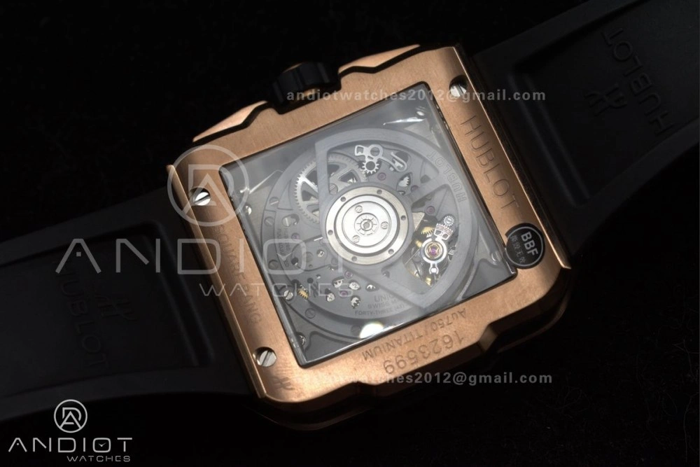 Square Bang Unico 42mm RG BBF 1:1 Best Edition Skeleton Dial Ceramic Bezel on Black Rubber Strap A Thermal 270