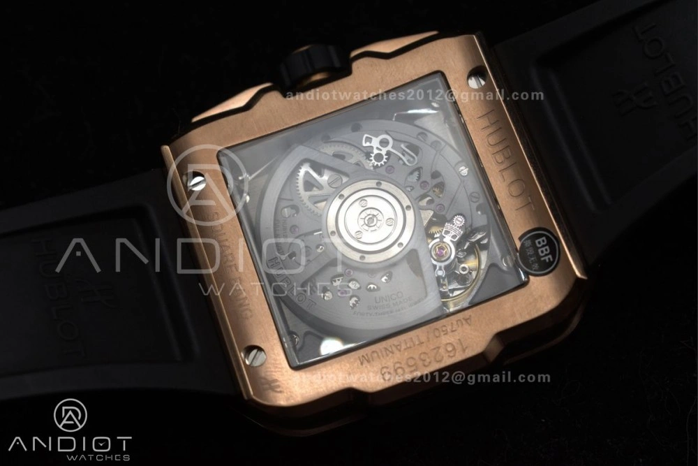 Square Bang Unico 42mm RG BBF 1:1 Best Edition Skeleton Dial Ceramic Bezel on Black Rubber Strap A Thermal 270