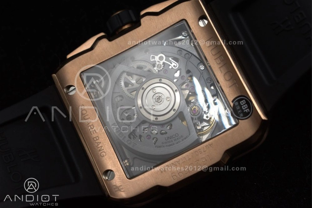 Square Bang Unico 42mm RG BBF 1:1 Best Edition Skeleton Dial Ceramic Bezel on Black Rubber Strap A Thermal 270