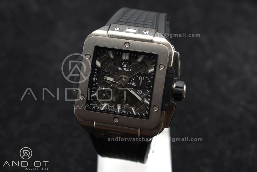 Trendsetting Square Bang Unico 42mm Titanium BBF 1:1 Best Edition Skeleton Dial on Black Rubber Strap A 1127