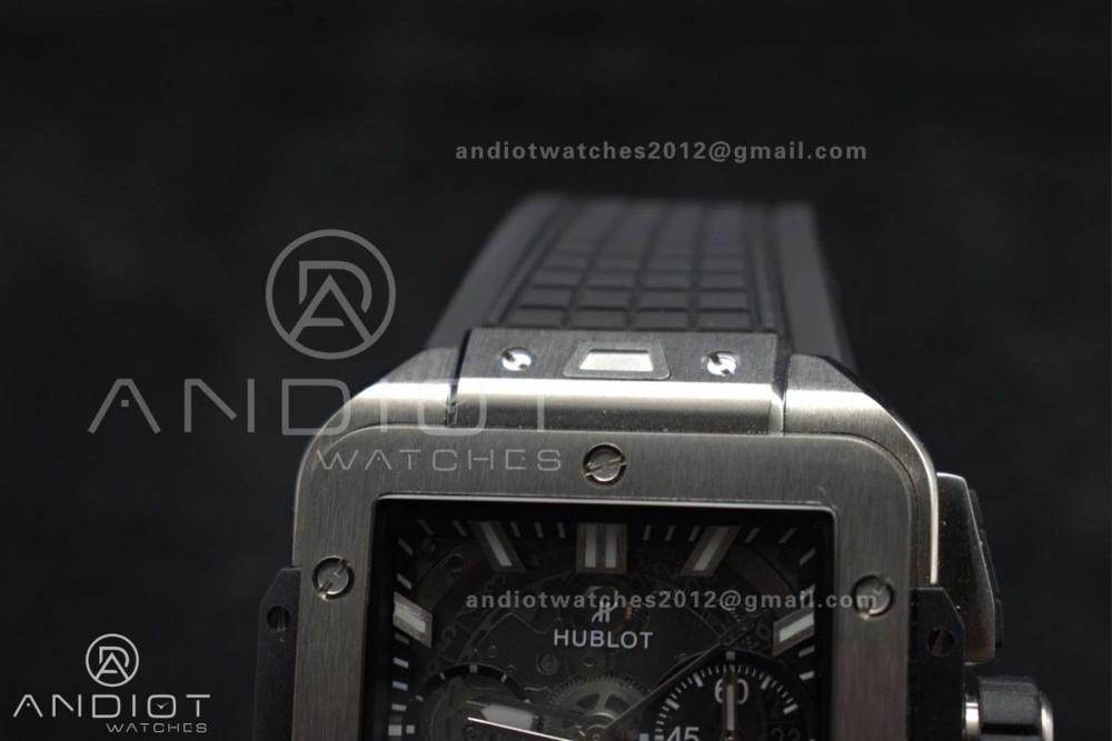 Trendsetting Square Bang Unico 42mm Titanium BBF 1:1 Best Edition Skeleton Dial on Black Rubber Strap A 1127