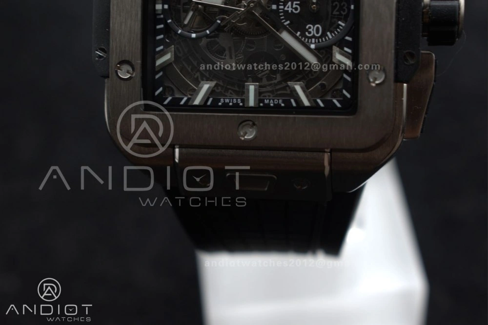 Trendsetting Square Bang Unico 42mm Titanium BBF 1:1 Best Edition Skeleton Dial on Black Rubber Strap A 1127