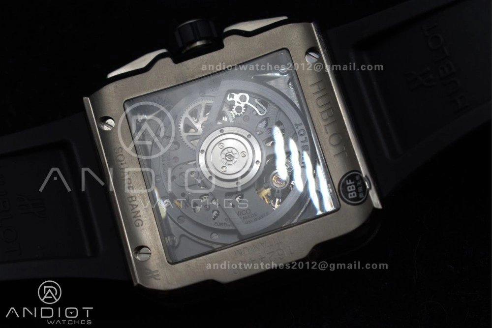 Trendsetting Square Bang Unico 42mm Titanium BBF 1:1 Best Edition Skeleton Dial on Black Rubber Strap A 1127