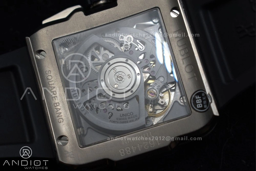 Trendsetting Square Bang Unico 42mm Titanium BBF 1:1 Best Edition Skeleton Dial on Black Rubber Strap A 1127