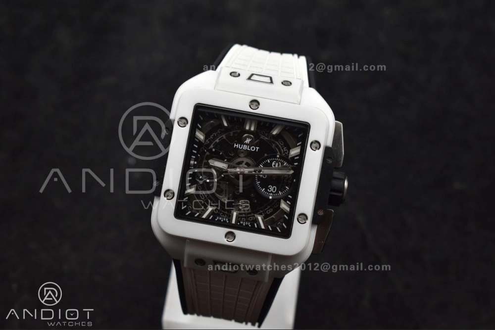 Square Bang Unico White Ceramic BBF 1:1 Best Edition on Rubber Strap A Comfortable 279