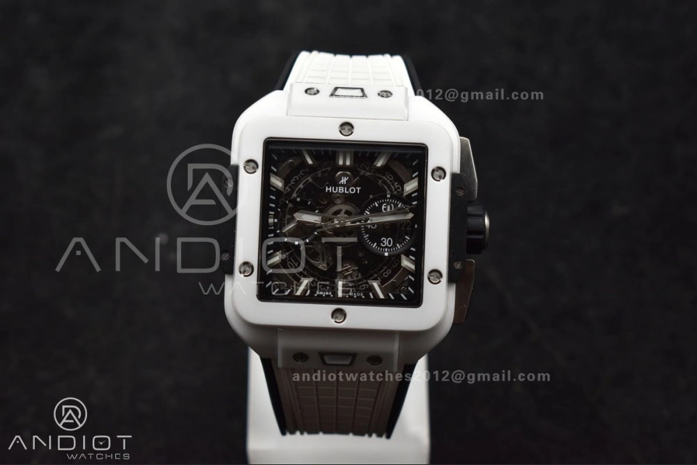 Square Bang Unico White Ceramic BBF 1:1 Best Edition on Rubber Strap A Comfortable 279