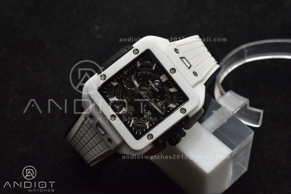 Square Bang Unico White Ceramic BBF 1:1 Best Edition on Rubber Strap A Comfortable 279