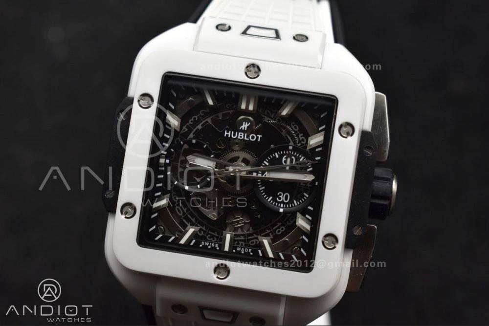 Square Bang Unico White Ceramic BBF 1:1 Best Edition on Rubber Strap A Comfortable 279