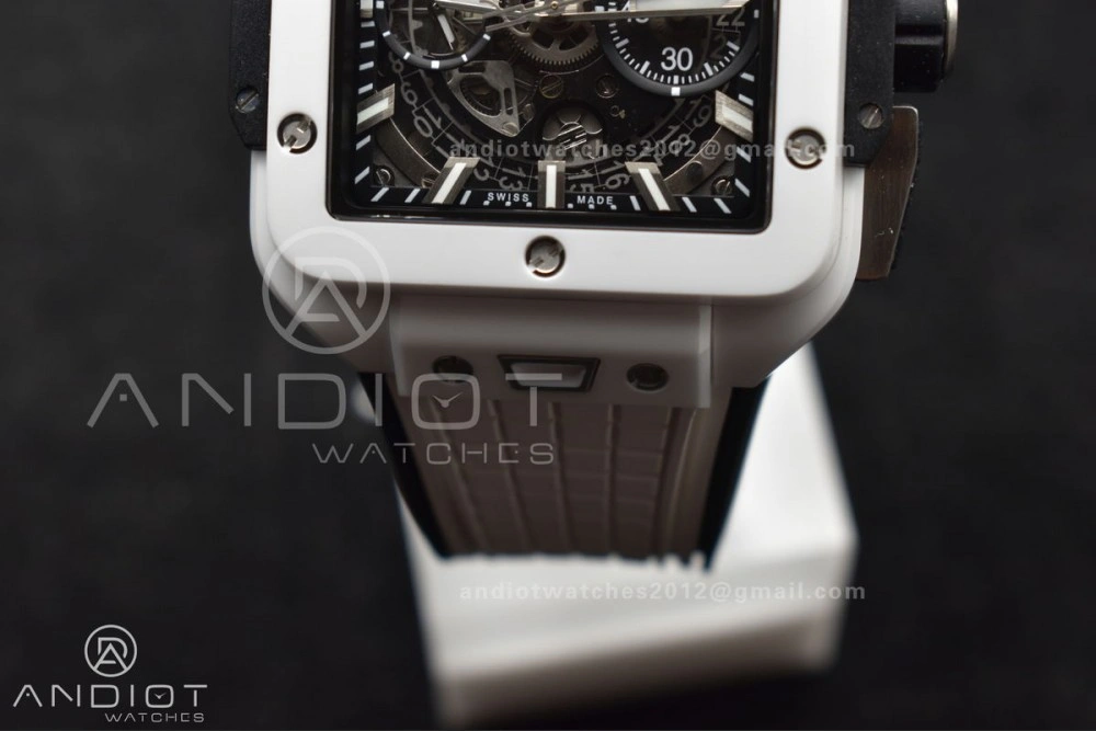 Square Bang Unico White Ceramic BBF 1:1 Best Edition on Rubber Strap A Comfortable 279